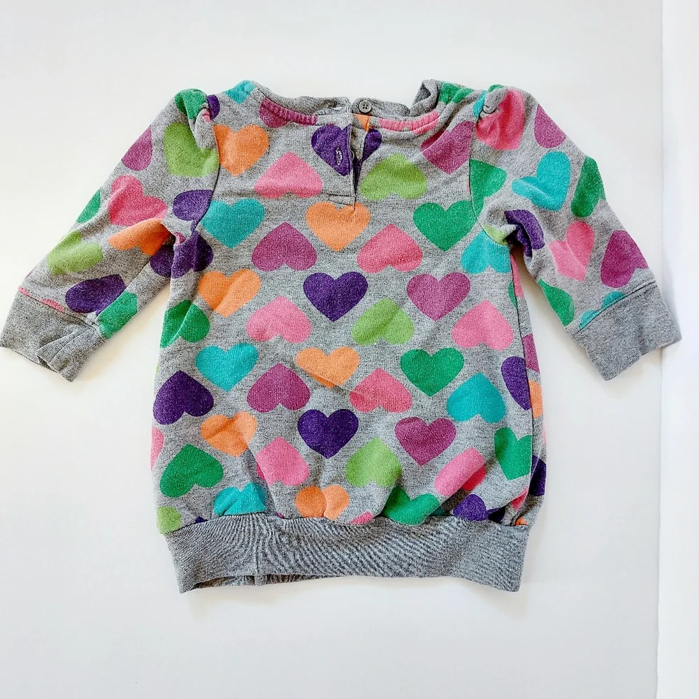 80s Style Rainbow Heart Fleece Top‎ size 3-6 months BabyGap Reproduction 2010